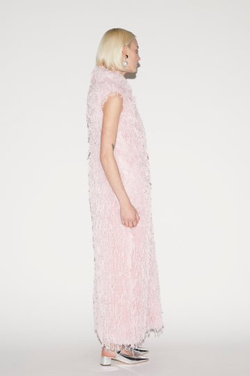 NOELLA COAT FAUX FUR AND FEATHERS PALE PINK