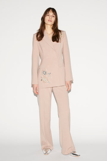 ATLAS JACKET CAMEL EMBROIDERED CREPE