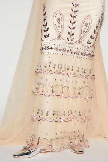 DORIAN GOWN APRICOT EMBRODIERED TULLE