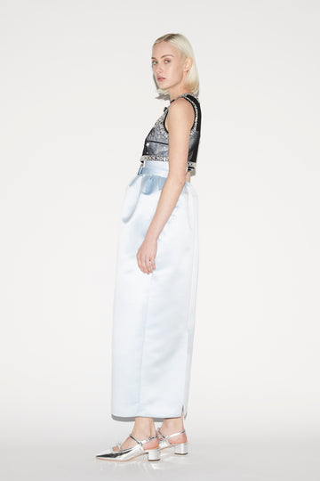 MARIS DRESS ICE BLUE EMBROIDERED DUCHESSE