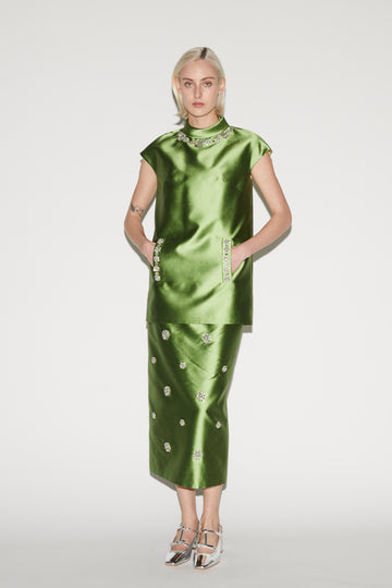 CEDRIC TOP JADE EMBELLISHED MIKADO