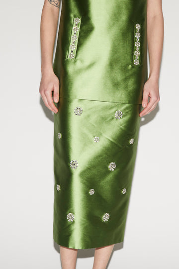 VANIA SKIRT JADE EMBELLISHED MIKADO