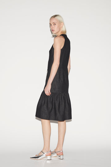 DAMIAN DRESS BLACK EMBRODIERED DENIM