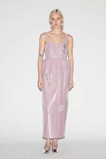 ESMERALDA DRESS LILAC EMBROIDERED SEQUINS