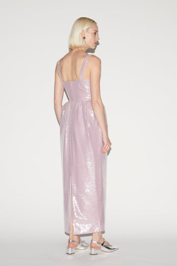 ESMERALDA DRESS LILAC EMBROIDERED SEQUINS