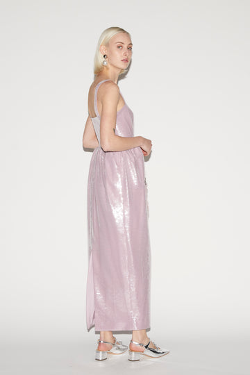 ESMERALDA DRESS LILAC EMBROIDERED SEQUINS