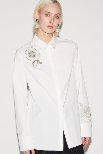 BENEDICT SHIRT WHITE EMBROIDERED COTTON