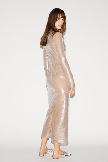 DAVIDA GOWN CAMEL EMBROIDERED SEQUINS