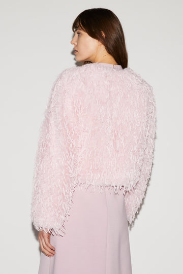 BELAMY JACKET FAUX FUR AND FEATHERS PALE PINK