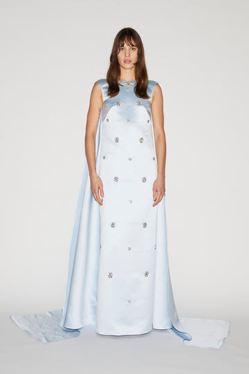 AMORET GOWN ICE BLUE EMBRODIERED DUCHESSE