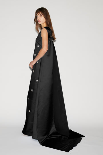 AMORET GOWN BLACK EMBRODIERED DUCHESSE