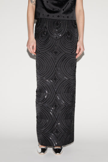 LIORA SKIRT BLACK EMBROIDERED DUCHESSE