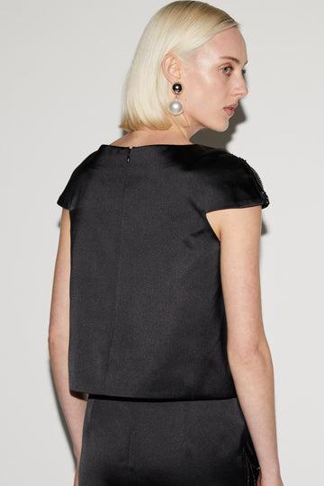 VIRGIL TOP BLACK EMBRODIERED DUCHESSE