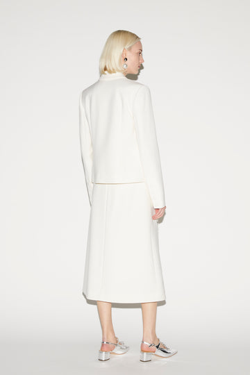 EVELINA SKIRT IVORY EMBROIDERED WOOL TAILORING