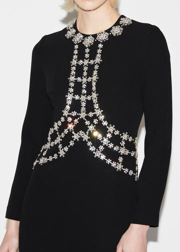 JORDYN GOWN BLACK EMBELLISHED CREPE JERSEY