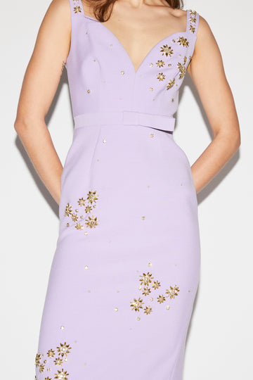 BRANDY DRESS LAVANDER EMBELLISHED CREPE