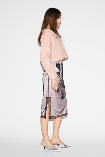 LEJA SKIRT PINK BLACK EMBROIDERED TULLE