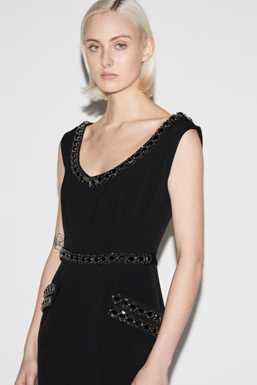 DANNA DRESS BLACK EMBELLISHED CREPE