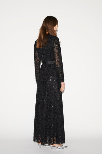 MAURENE DRESS BLACK EMBROIERED TULLE