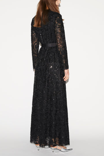 MAURENE DRESS BLACK EMBROIERED TULLE