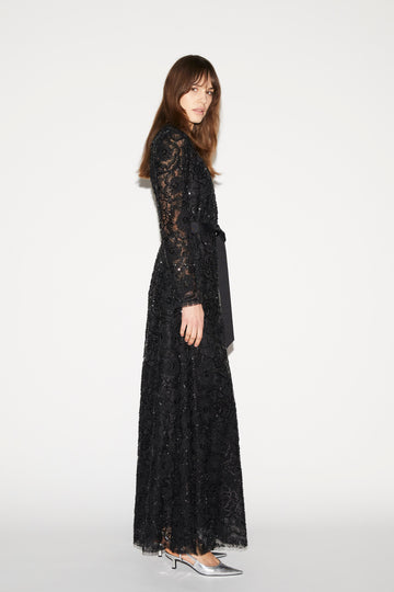 MAURENE DRESS BLACK EMBROIERED TULLE