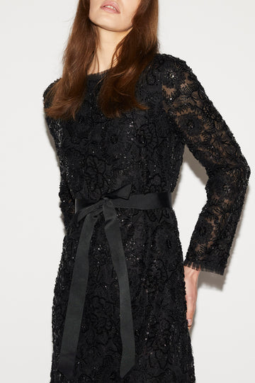 MAURENE DRESS BLACK EMBROIERED TULLE