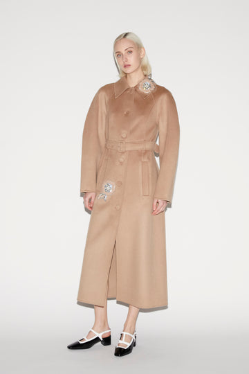 LEONORA COAT CAMEL WOOL SILK COATING