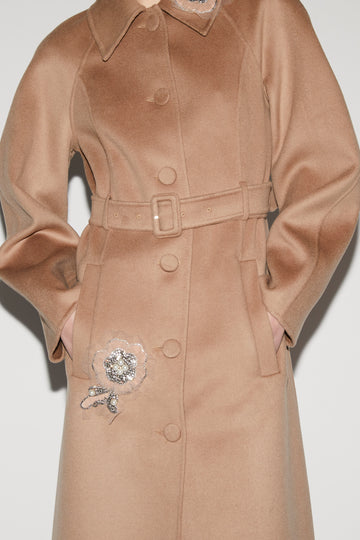 LEONORA COAT CAMEL WOOL SILK COATING