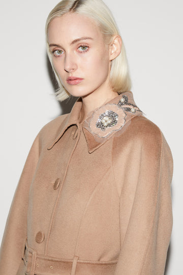 LEONORA COAT CAMEL WOOL SILK COATING