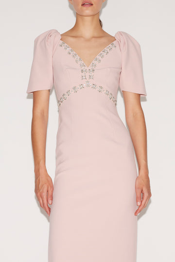 MYRNA DRESS PINK EMBELLISHED CREPE
