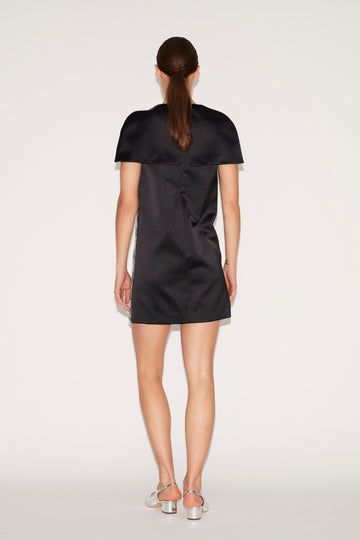 KATHY DRESS BLACK EMBROIDERED DUCHESSE