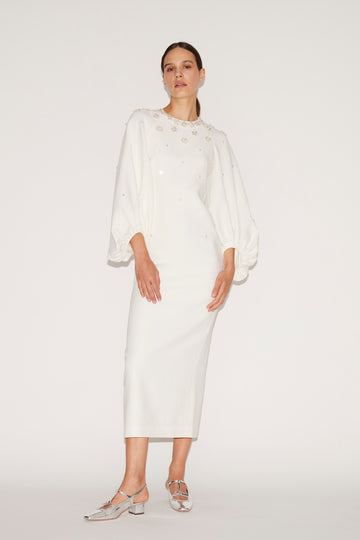 SONDRA MIDI DRESS WHITE EMBELLISHED SABLE'