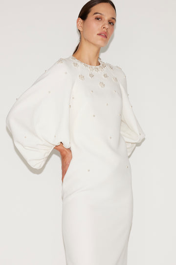 SONDRA MIDI DRESS WHITE EMBELLISHED SABLE'