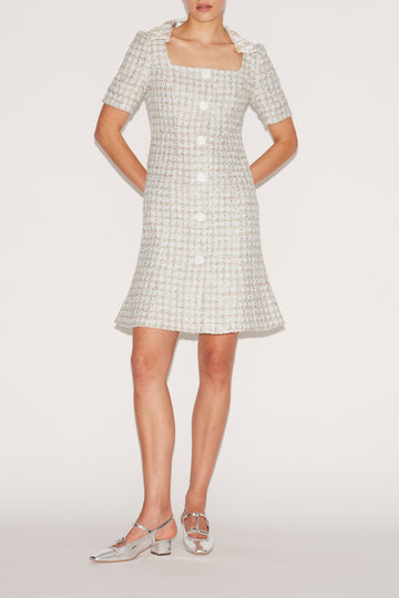KATHLEEN DRESS BLUE TWEED