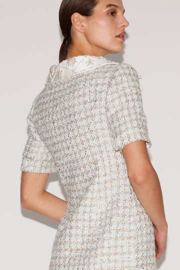 KATHLEEN DRESS BLUE TWEED