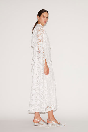 LORETTA DRESS WHITE EMBROIDERED COTTON