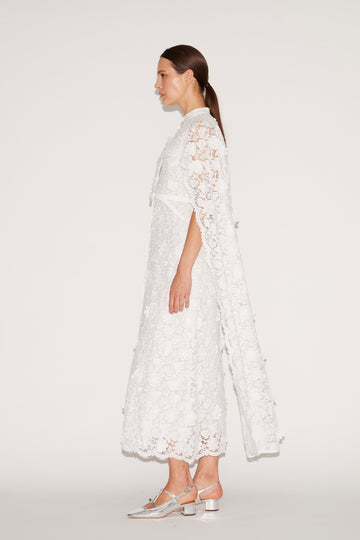 LORETTA DRESS WHITE EMBROIDERED COTTON