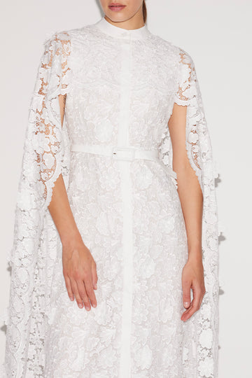 LORETTA DRESS WHITE EMBROIDERED COTTON