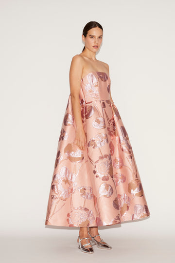 CHERYL MIDI DRESS PINK JAQUARD