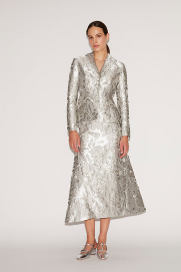 VICKY SKIRT SILVER JACQUARD