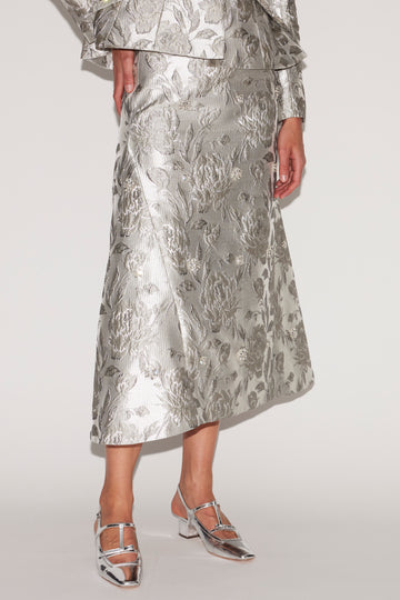 VICKY SKIRT SILVER JACQUARD