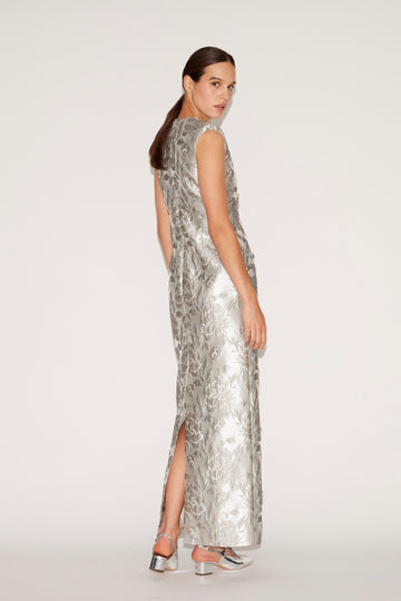 SHIRIN DRESS SILVER JACQUARD