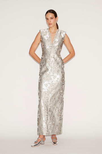 SHIRIN DRESS SILVER JACQUARD