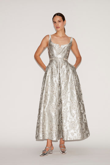 RAMONA DRESS SILVER JACQUARD