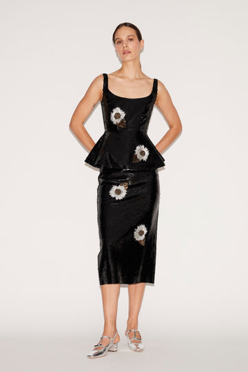 VANIA SKIRT BLACK SEQUINS