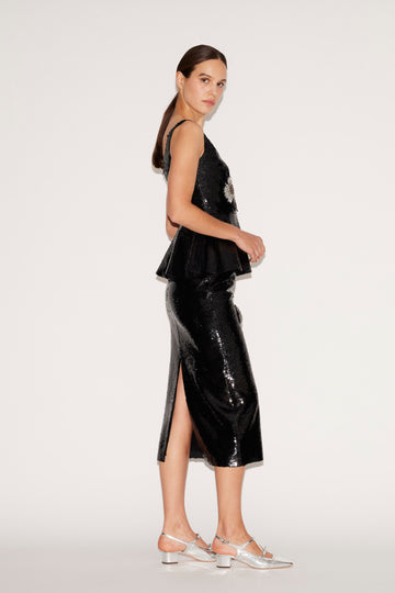 ETTA TOP BLACK SEQUINS