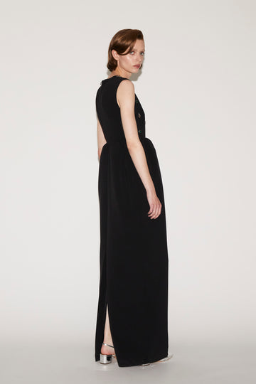 VIRGINIA GOWN BLACK EMBROIDERED CREPE