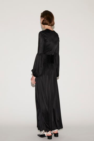 DOTTI DRESS BLACK SATIN JERSEY
