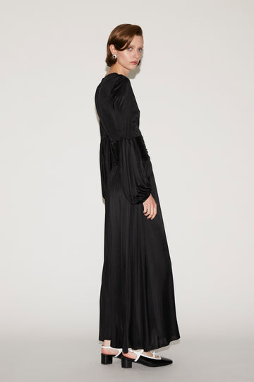 DOTTI DRESS BLACK SATIN JERSEY