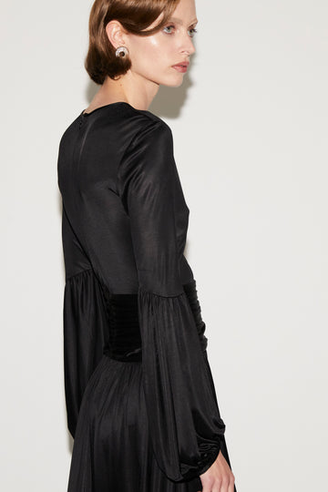 DOTTI DRESS BLACK SATIN JERSEY